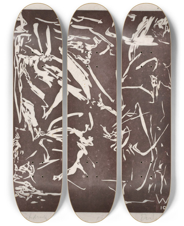 Triptych art skateboard deck of Erich Wichmann Abstracte Compositie_4 by Erich Wichmann (1890-1929)
