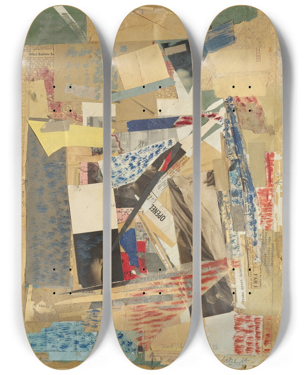 Triptych art skateboard deck of Kurt Schwitters Wie Es Euch Gefllt As You Like It by Kurt Schwitters (1887-1948)