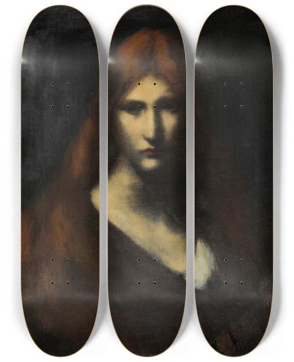 Triptych art skateboard deck of Jeanjacques Henner Fabiola by Jean-Jacques Henner (1829-1905)