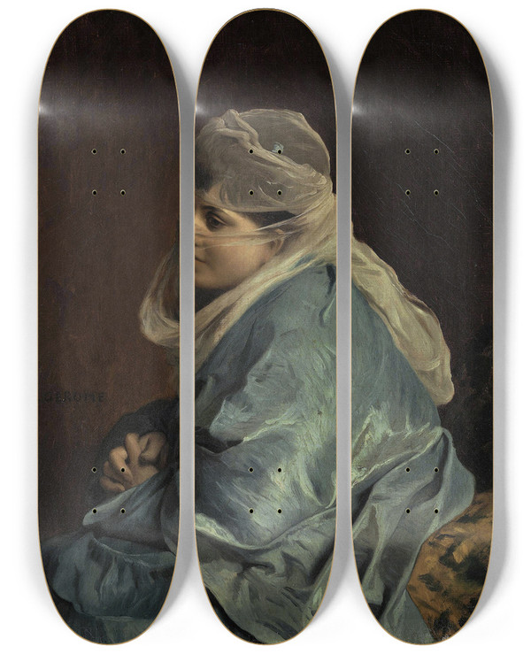 Triptych art skateboard deck of Jeanlon Grme Woman Of Constantinople by Jean-Lon Grme (1824-1904)