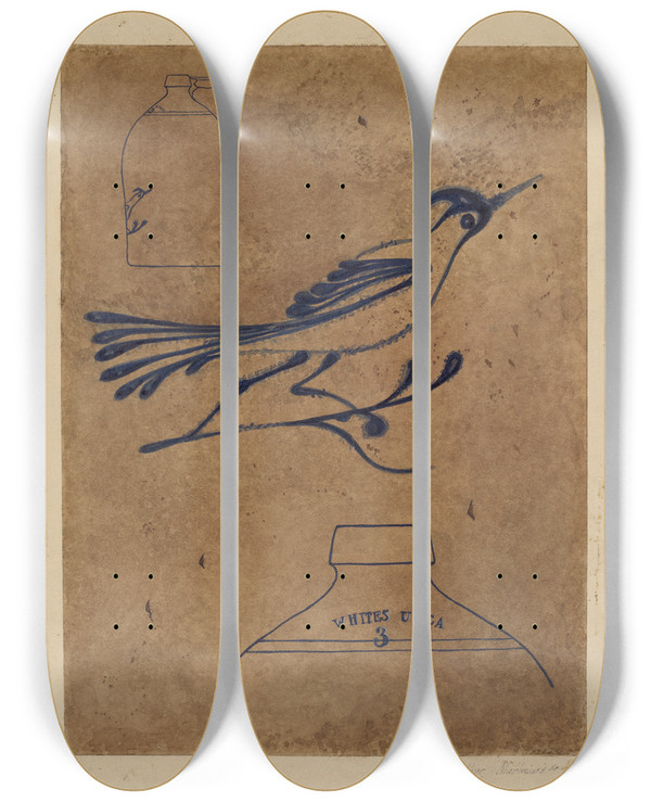 Triptych art skateboard deck of Arthur Mathews Stoneware Jug_3 by Arthur Mathews