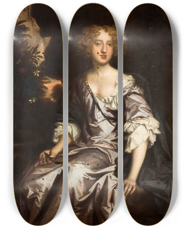 Triptych art skateboard deck of Sir Peter Lely Portrait Of Lady Elizabeth Strickland Ne Pile by Sir Peter Lely (1618-1680)