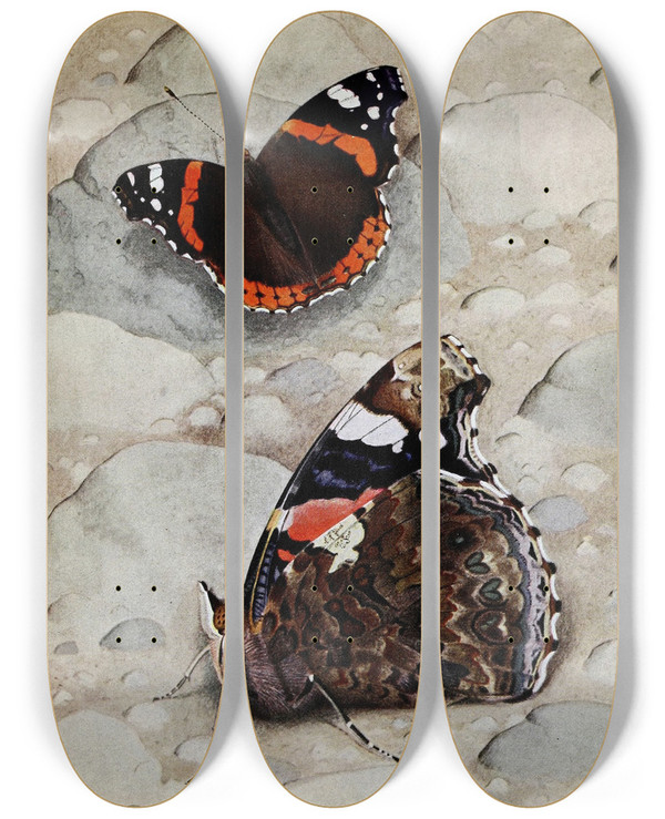 Triptych art skateboard deck of Paulandre Robert Le Vulcain by Paul-Andre Robert (1901-1977)