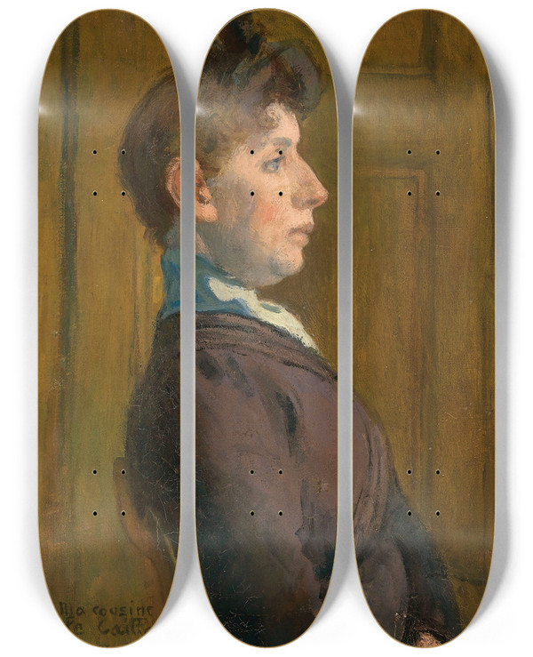 Triptych art skateboard deck of Raoul Dufy Portrait De Femme De Profil by Raoul Dufy (1877-1953)