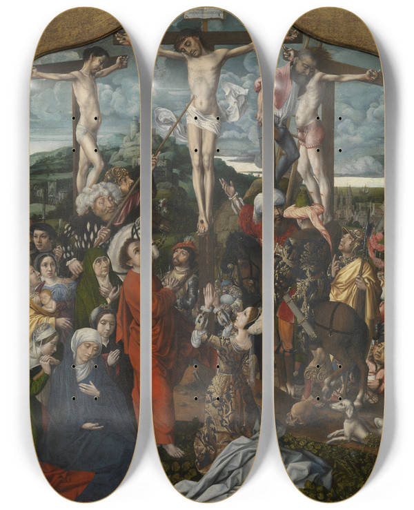 Triptych art skateboard deck of Jan Provost Calvary by Jan Provost (1460-1529)