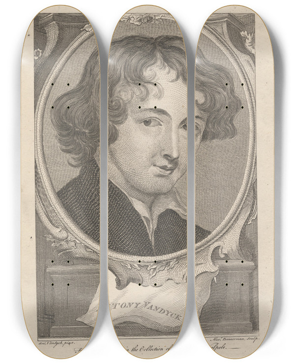 Triptych art skateboard deck of Alexander Bannerman Anthony Van Dyck by Alexander Bannerman (1730-1780)