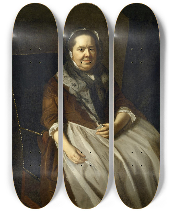 Triptych art skateboard deck of John Singleton Copley Portrait Of Mrs Paul Richard by John Singleton Copley (1738-1815)