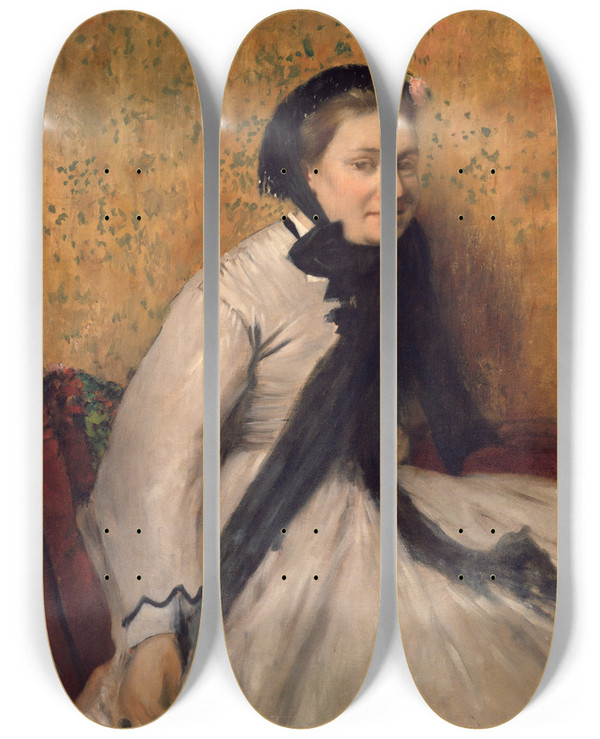 Triptych art skateboard deck of Edgar Degas Portrait Of A Woman In Gray by Edgar Degas (1834-1917)