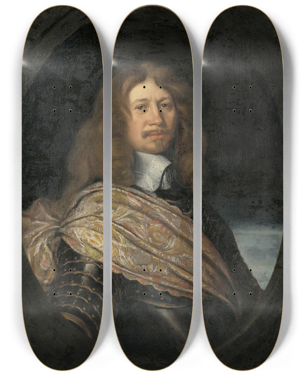 Triptych art skateboard deck of Matthus Merian The Elder Carl Gustaf Wrangel Af Salmis 16131676 by Matthus Merian the elder (1593-1650)