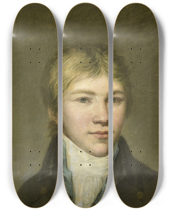 Triptych art skateboard deck of Benjamin Wolff Portrait Of Hendrik Arend Van Den Brink At The Age Of Seventeen by Benjamin Wolff (1758-1825)