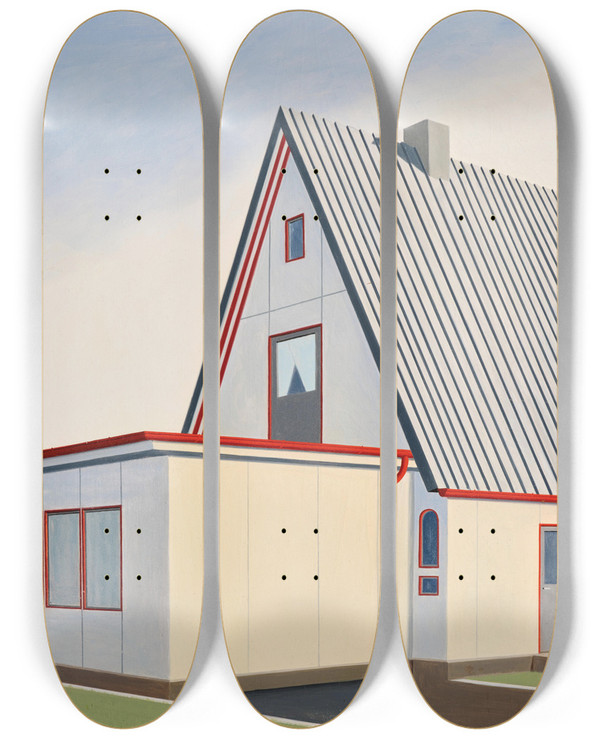 Triptych art skateboard deck of Carl Grossberg Untitled by Carl Grossberg (1894-1940)