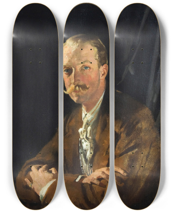 Triptych art skateboard deck of William Orpen Fourth Marquis Of Headfort by William Orpen (1878-1931)