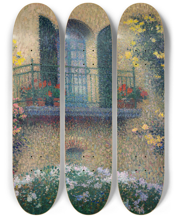 Triptych art skateboard deck of Henri Martin Le Balcon De Jaurs by Henri Martin (1860-1943)