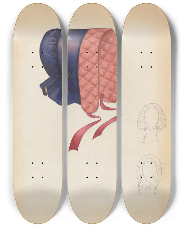 Triptych art skateboard deck of Dorothy Gernon Bonnet_3 by Dorothy Gernon