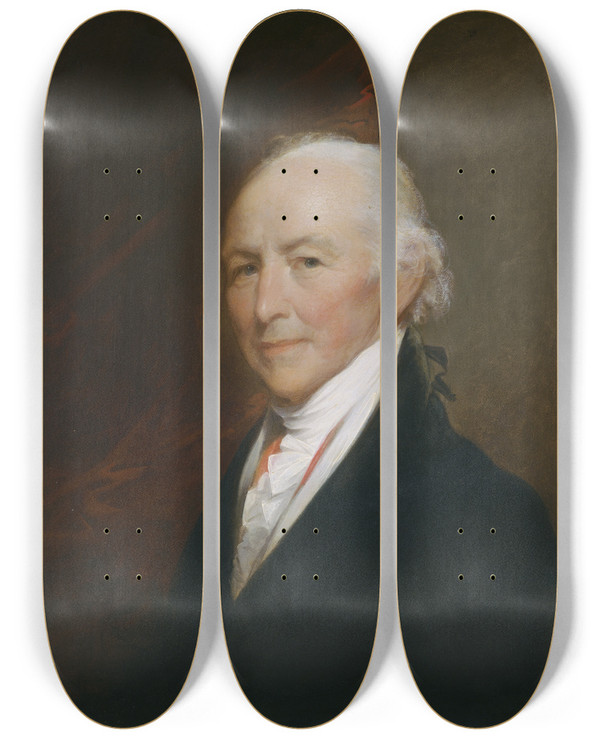 Triptych art skateboard deck of Gilbert Stuart Samuel Alleyne Otis by Gilbert Stuart (1755-1828)