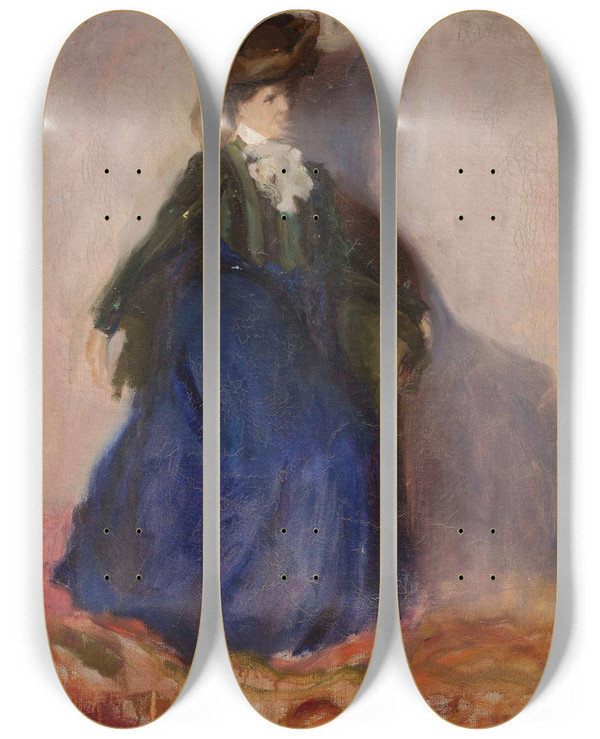 Triptych art skateboard deck of Romuald Kamil Witkowski Study Of A Sitting Woman by Romuald Kamil Witkowski (1876-1950)