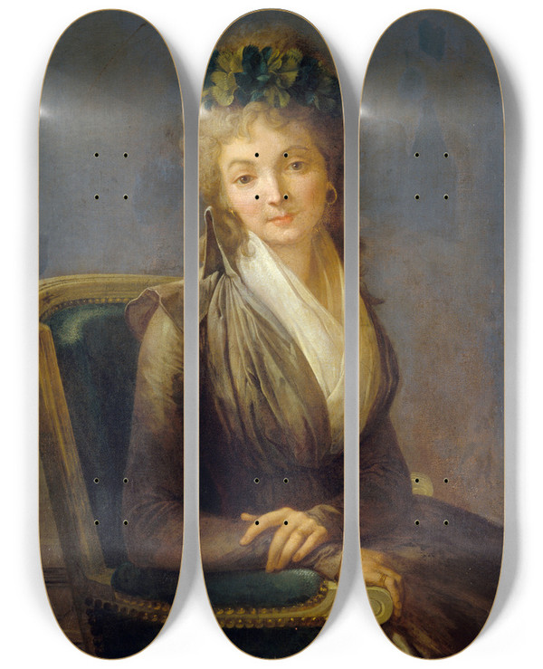 Triptych art skateboard deck of Louis Lopold Boilly Portrait Prsum De Lucile Desmoulins by Louis Leopold Boilly (1761-1845)