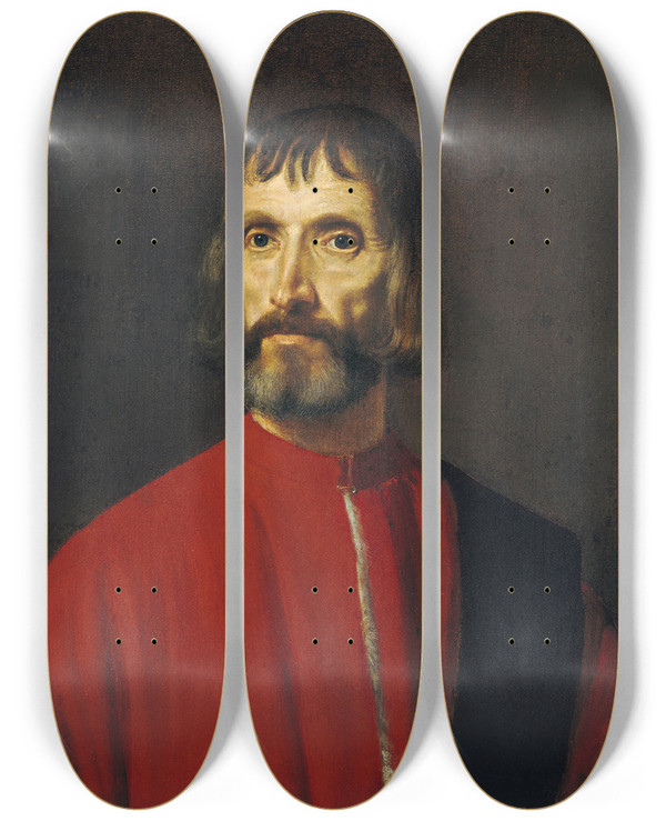Triptych art skateboard deck of After Titian Andrea De Franceschi by After Titian (1485-1576)