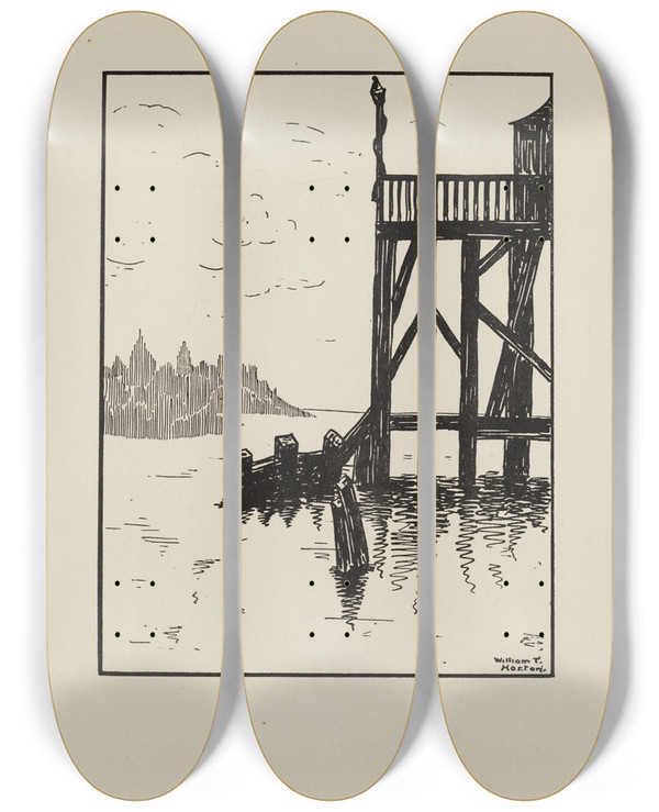 Triptych art skateboard deck of William Thomas Horton A Book Of Images Pl03 by William Thomas Horton (1864-1919)