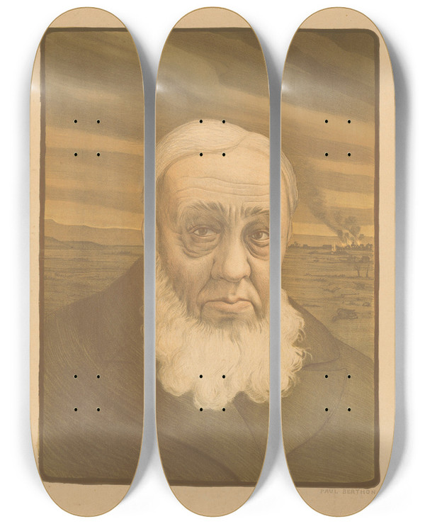Triptych art skateboard deck of Paul Berthon Portret Van Paul Kruger by Paul Berthon (1872-1909)