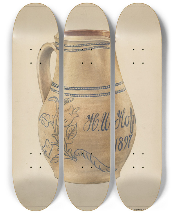 Triptych art skateboard deck of Francis Law Durand Pitcher_1 by Francis Law Durand (1935)