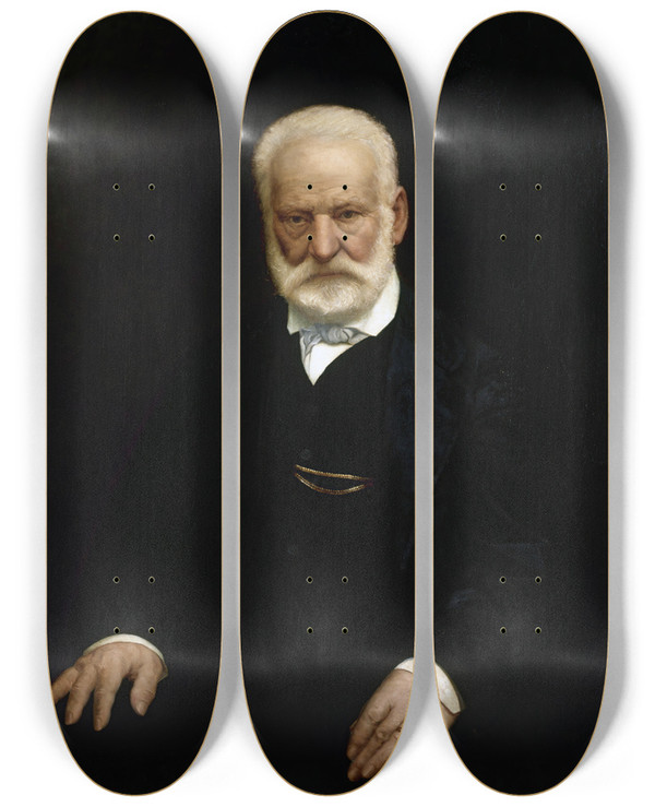 Triptych art skateboard deck of Aim Morot Portrait De Victor Hugo by Aime Morot (1850-1913)