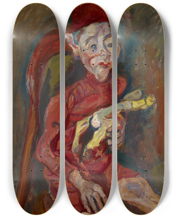 Triptych art skateboard deck of Cham Soutine Child With A Toy by Chaim Soutine (1893-1943)