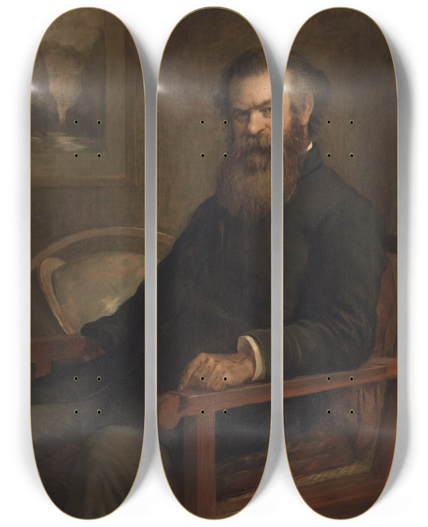 Triptych art skateboard deck of Edmund Clarence Messer John Wesley Powell by Edmund Clarence Messer (1842-1919)