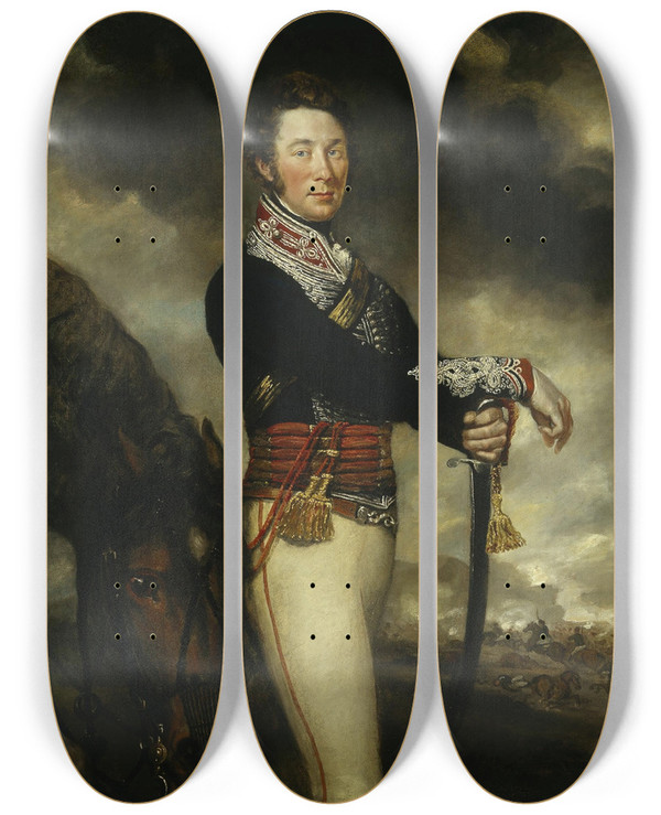 Triptych art skateboard deck of James Northcote Captain Peter Hawker Of The 14Th Light Dragoons by James Northcote (1746-1831)