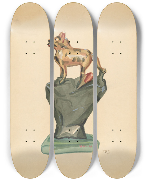 Triptych art skateboard deck of Raoul Du Bois Carving by Raoul Du Bois