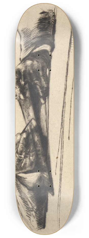 Francis Seymour Haden - Hands Drypointing 8.25 inch art skate deck