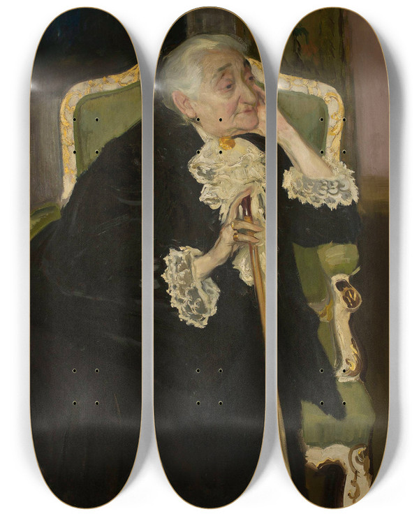 Triptych art skateboard deck of Konrad Krzyanowski Portrait Of Mrs Makowska by Konrad Krzyzanowski (1872-1922)