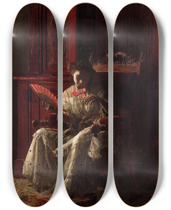 Triptych art skateboard deck of Thomas Eakins Kathrin by Thomas Eakins (1844-1916)