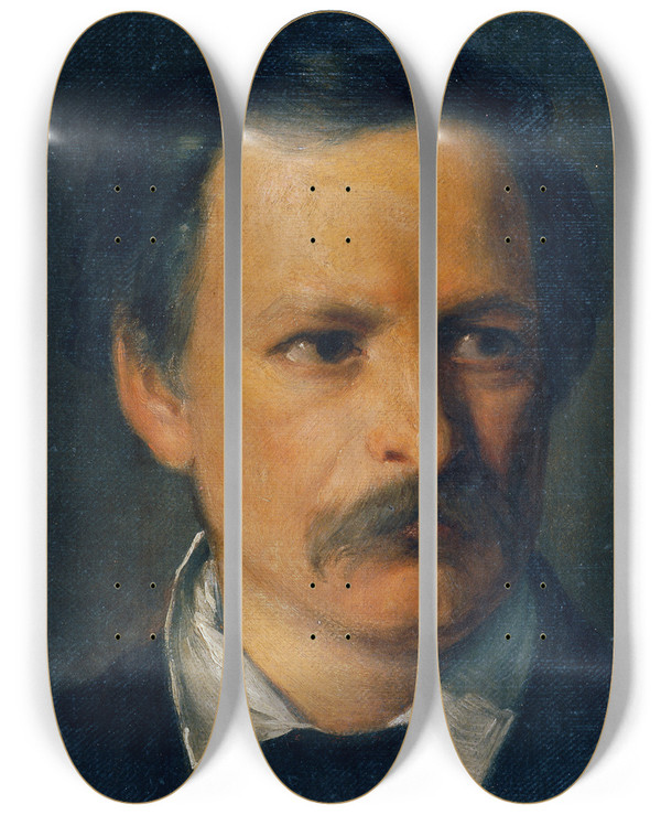 Triptych art skateboard deck of Carl Rahl Der Architekt Franz Beer 18041861 by Carl Rahl (1812-1865)