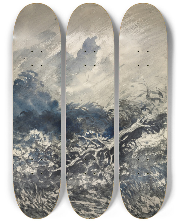 Triptych art skateboard deck of Charles Franois Daubigny The Oak Tree And The Reed by Charles Francois Daubigny (1817-1878)