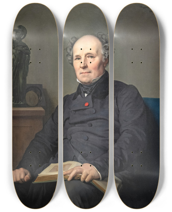 Triptych art skateboard deck of Jeanpaul Flandrin Portrait Of Edouard Gatteaux by Jean Paul Flandrin (1811-1902)