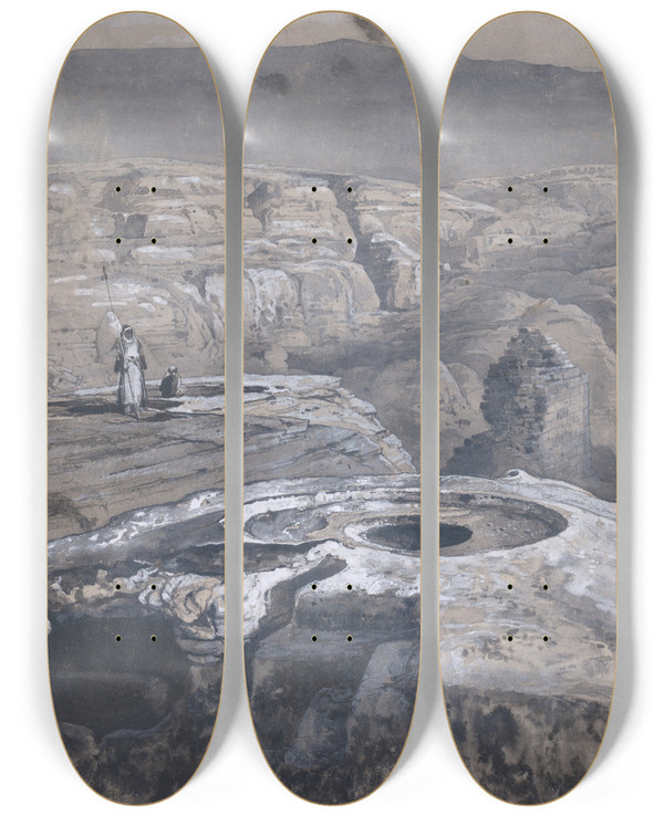 Triptych art skateboard deck of Harry Fenn The Altar Of Baal by Harry Fenn (1837-1911)