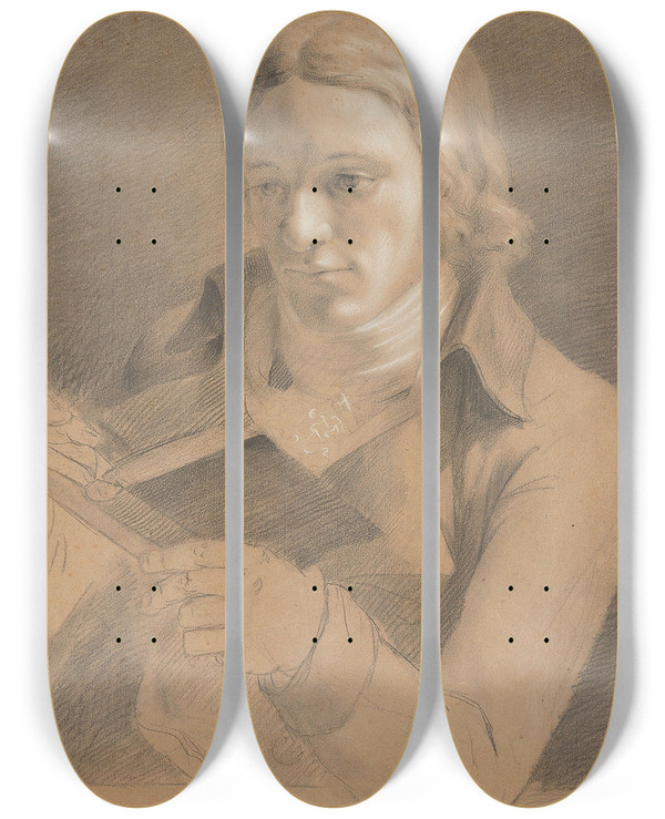 Triptych art skateboard deck of Philipp Otto Runge Bildnis Friedrich Perthes by Philipp Otto Runge (1777-1810)