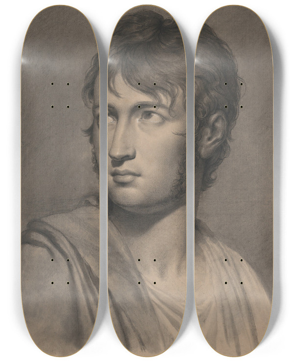 Triptych art skateboard deck of Pierrenarcisse Gurin Portrait Of A Young Man by Pierre-Narcisse Gurin (1774-1833)