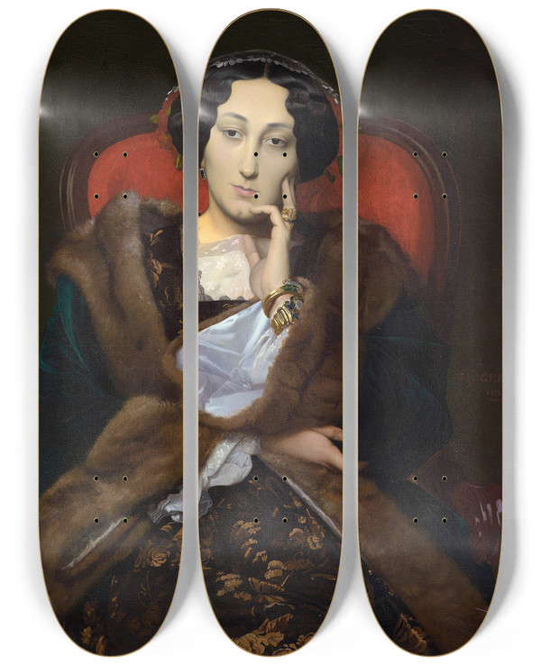 Triptych art skateboard deck of Jeanlon Grme Portrait Of A Woman by Jean-Lon Grme (1824-1904)