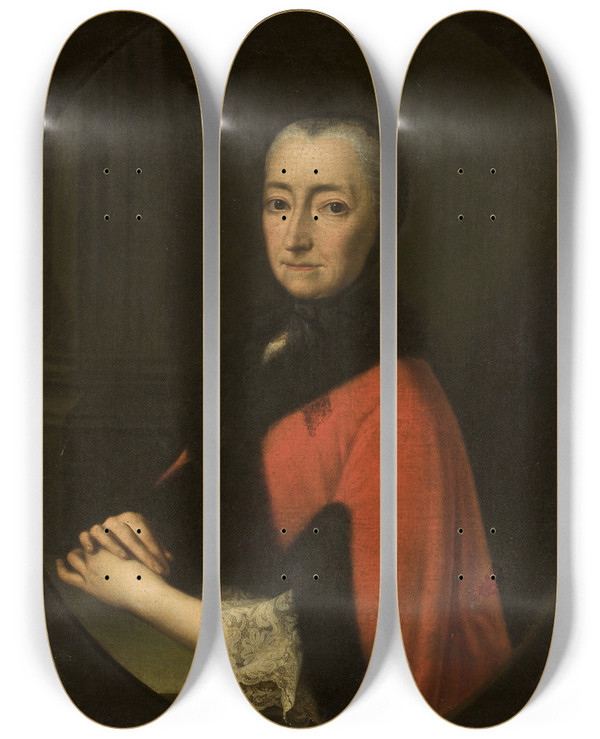 Triptych art skateboard deck of Philipp Haller Portrait Of Count Anna Francesca Theresa by Philipp Haller (1698-1772)