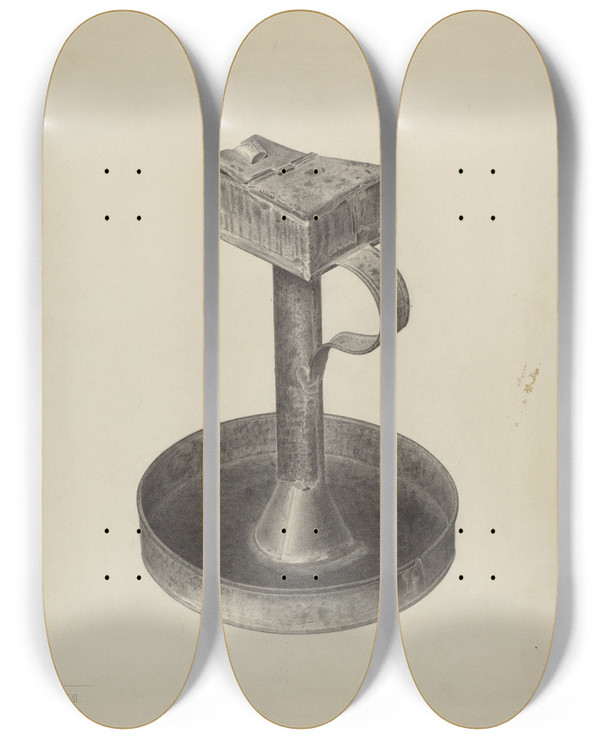 Triptych art skateboard deck of Amelia Tuccio Betty Lamp And Stand by Amelia Tuccio (20-)