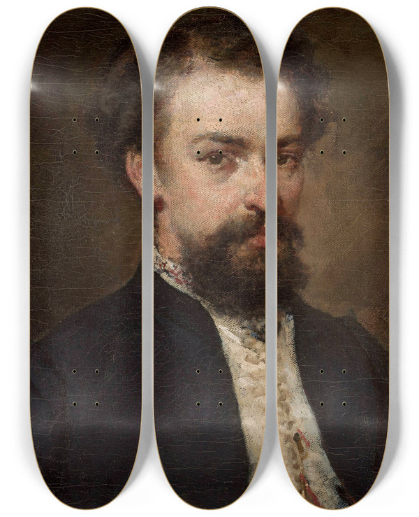 Triptych art skateboard deck of Witold Pruszkowski Portrait Of Wodzimierz De Rosenwerth Ruycki by Witold Pruszkowski (1846-1896)