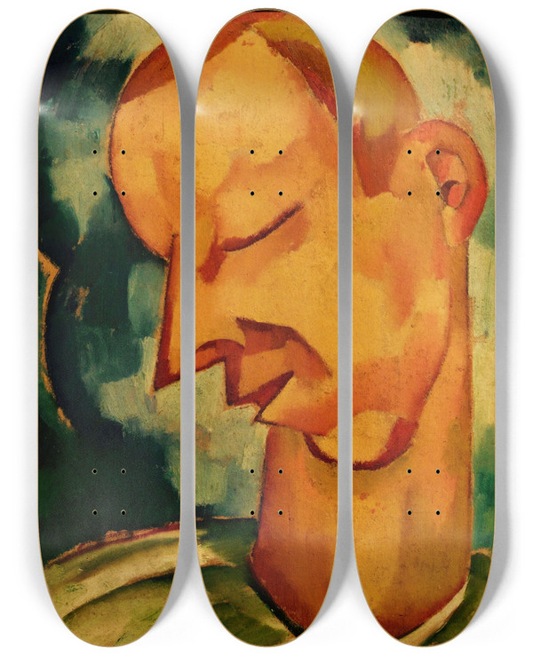 Triptych art skateboard deck of Amadeo De Souzacardoso The Poor Fool by Amadeo de Souza-Cardoso (1887-1918)