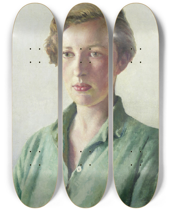 Triptych art skateboard deck of Harold Harvey Sue Palmer by Harold Harvey (1874-1941)