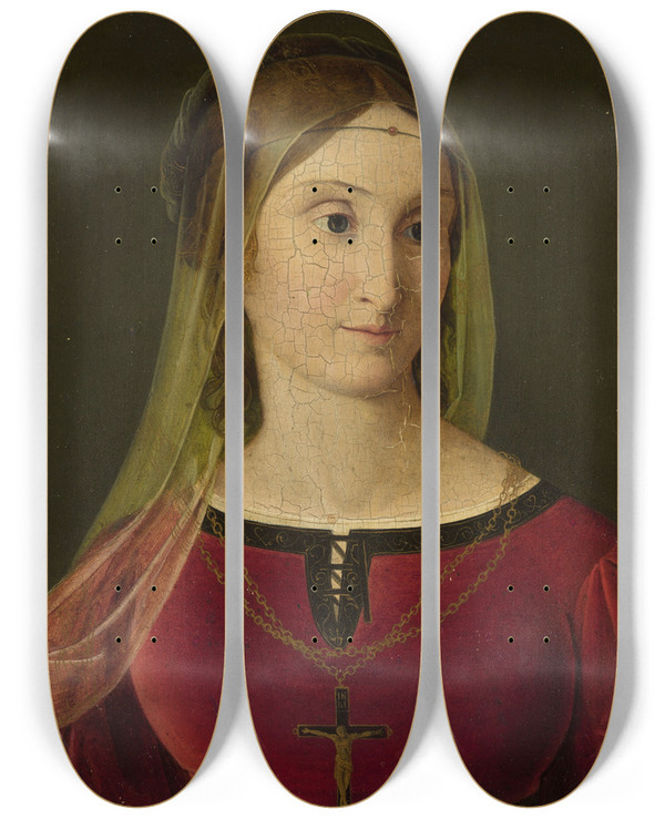 Triptych art skateboard deck of Friedrich Wilhelm Schadow Portrait Of Maria Potocka Ne Rzewuska by Friedrich Wilhelm Schadow (1788-1862)