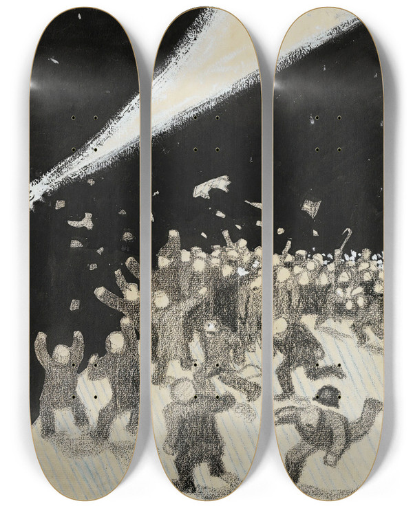 Triptych art skateboard deck of Juan Gris Dception by Juan Gris (1887-1927)