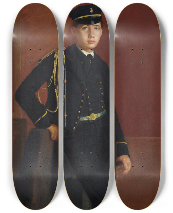 Triptych art skateboard deck of Edgar Degas Achille De Gas In The Uniform Of A Cadet by Edgar Degas (1834-1917)