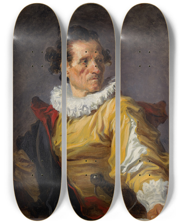 Triptych art skateboard deck of Jeanhonor Fragonard The Warrior by Jean-Honor Fragonard (1732-1806)