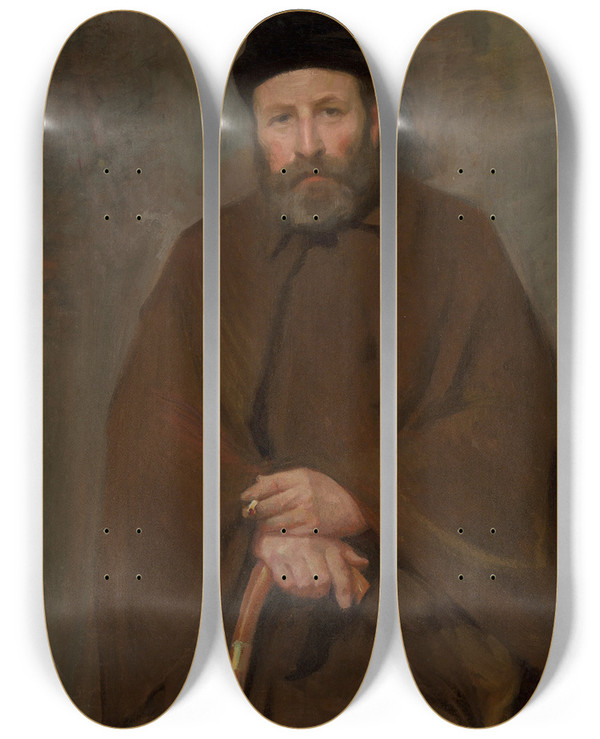 Triptych art skateboard deck of Robert William Vonnoh Portrait Of Arthur Joseph Heseltine by Robert William Vonnoh (1858-1933)